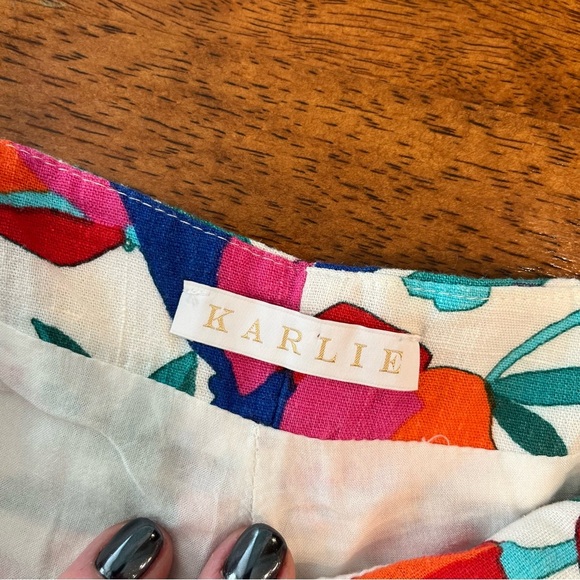 Karlie floral wrap tie skort women’s size large blue red pink - Picture 2 of 9